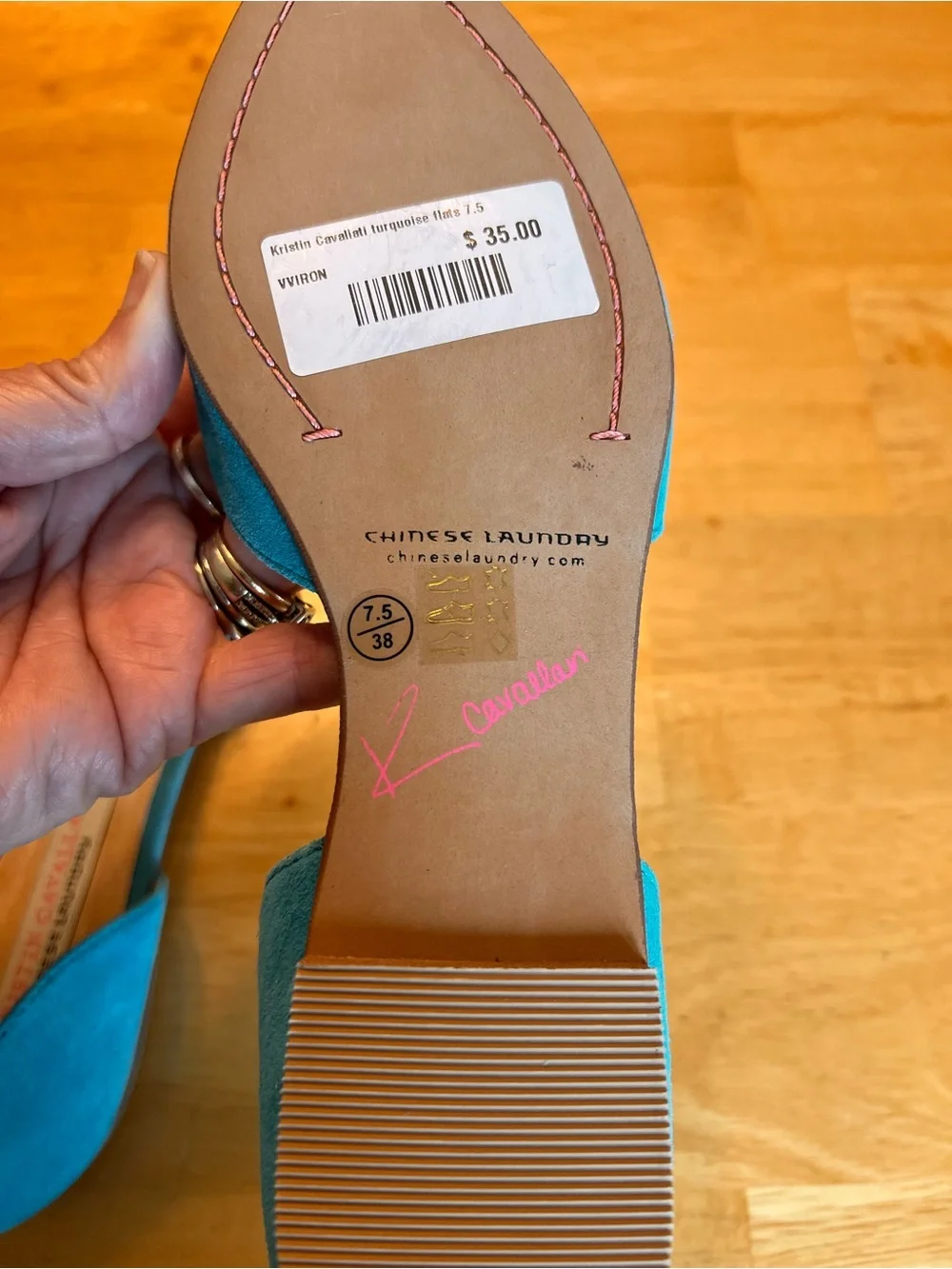 Teal Suede Pointed D'Orsay Flats Chinese Laundry Kristin Cavalleri 7.5 nwot